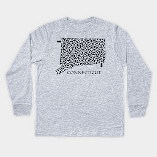 Connecticut State Outline Maze & Labyrinth Kids Long Sleeve T-Shirt